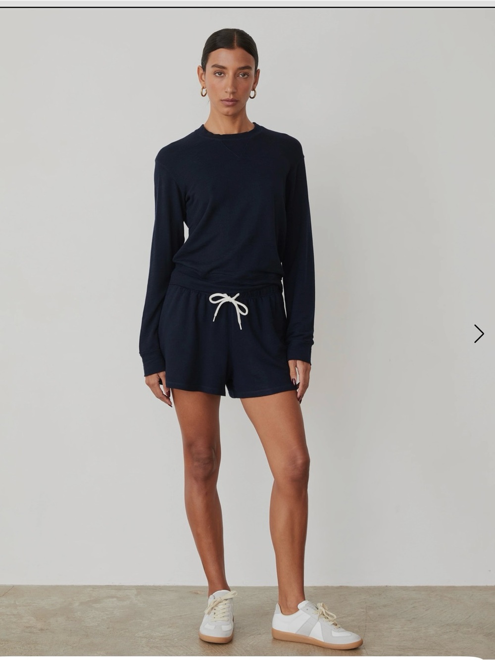 Monrow Supersoft crewneck sweatshirt and shorts